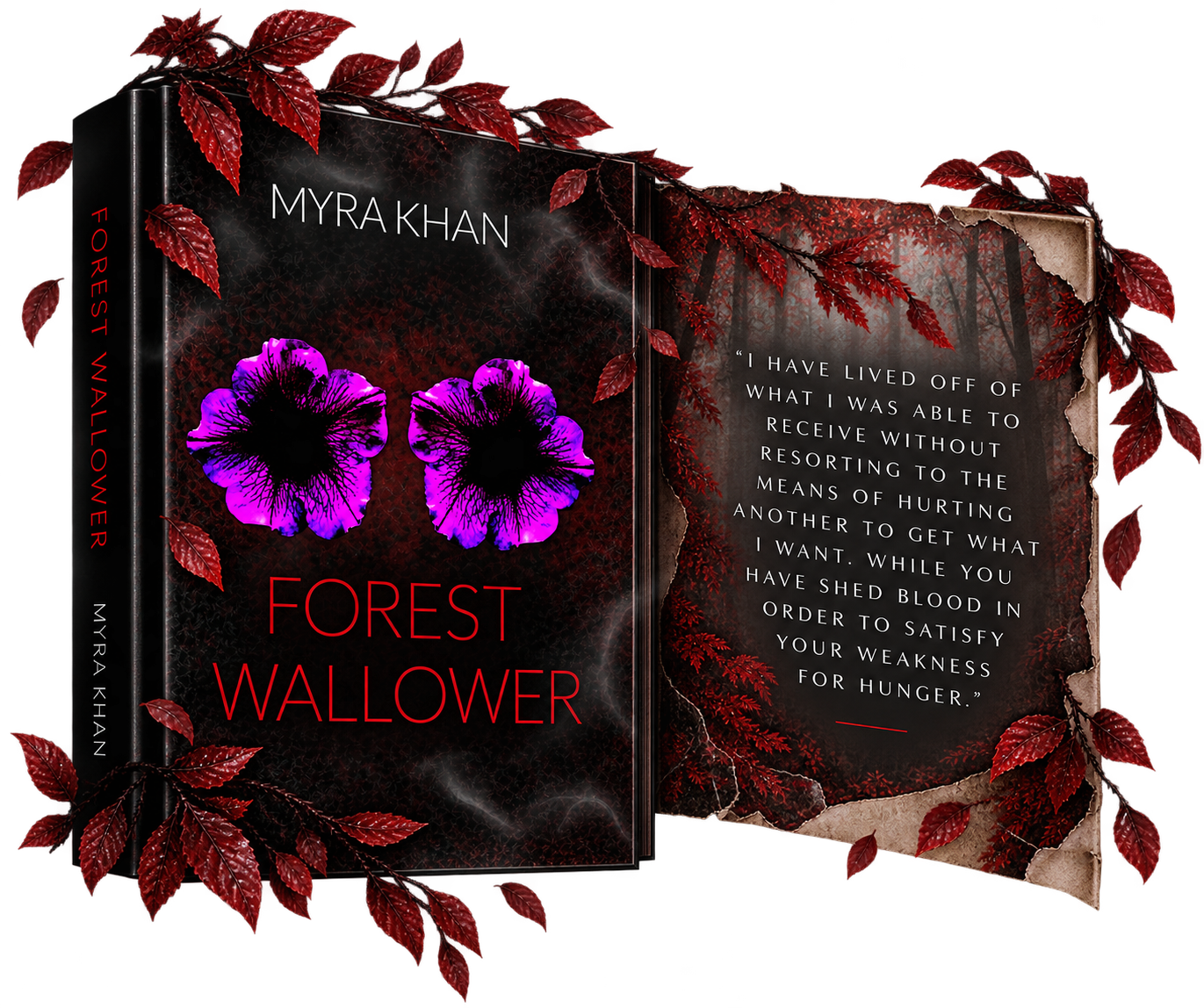Forest Wallower book with red leaves and dark forest artwork