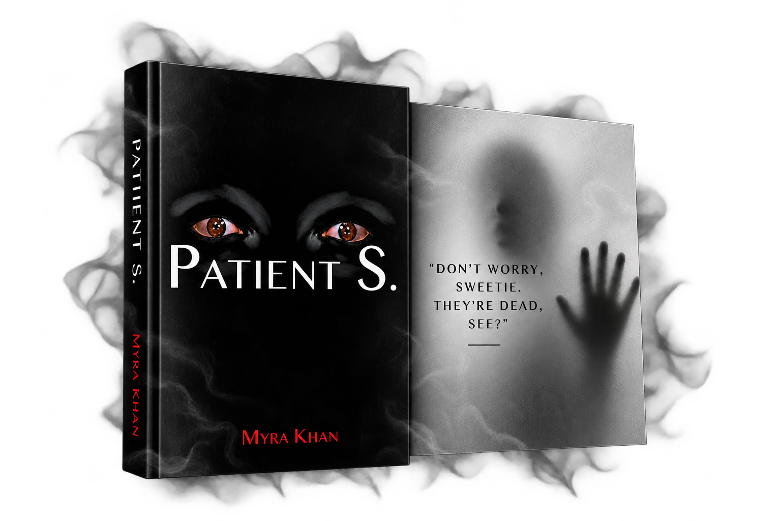 Patient S. book cover with glowing eyes emerging from darkness
